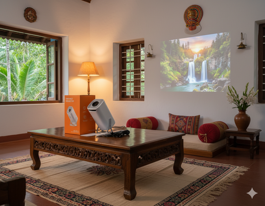 Portable Mini Projector | Full HD 1080P, 4K Supported, Smart Wireless Mini Home Theater